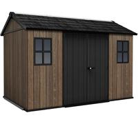Keter Casetta da Giardino Apex 7511/1175 Walnut, Effetto Legno Noce Naturale, Porte e Finestre Orientabili, 5,2 m², 230x350x246H cm