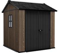 Keter Casetta da Giardino Apex 757/775 Walnut, Effetto Legno Noce Naturale, Porte e Finestre Orientabili, 4 m², 230x223,8x246H cm