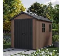 Keter Casetta da Giardino Newton 759/975, Effetto Legno Naturale, Porte e Finestre Orientabili, Marrone, 5,2 m², 230x287x246H cm