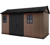 Keter Casetta da Giardino Newton 7513/1375, Effetto Legno Naturale, Porte e Finestre Orientabili, Marrone, 7,8 m², 230x413x246H cm