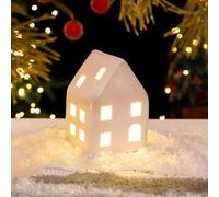 Casetta Luminosa in Ceramica Con Lampadina a LED, Portacandele per Tealight, Decorazione per Kitten e Gatti | Batterie Incluse | Candle Holder Xmas (Stile P)