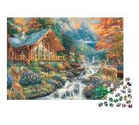 Casetta nel Bosco Puzzle per Adulti Puzzle 1000 Pezzi Paesaggio Ruscello Gioco di Puzzle 1000 Pezzi Relax Casa Regalo 70x50cm/1000pcs