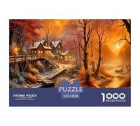Casetta nella Foresta dAutunno Puzzle 1000 Pezzi Carta per Adulti Paesaggio Autunnale Gioco di Puzzle 1000 Pezzi Relax Decorazione Casa 52x38cm/1000pcs