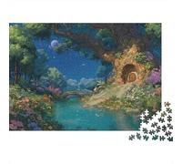 Casetta nella Foresta Puzzle per Adulti Puzzle 1000 Pezzi Scena Notturna Gioco di Puzzle 1000 Pezzi Relax Casa Regalo 38x26cm/1000pcs