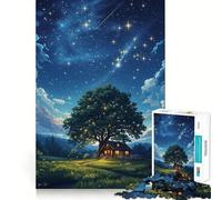 Casetta nella notte stellata - Puzzle per adulti da 1000 pezzi - Gioco di abilità e ragionamento - Lento e divertente - Taglio preciso - Pezzo da collezione 38x26cm