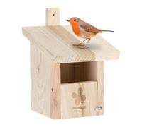 Relaxdays Casa per Uccellini, Nido in Legno d'Abete, da Appendere in Giardino, Foro d'Ingresso HxL: 65x95 mm, Naturale