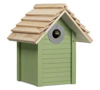 Navaris Casetta Nido Uccelli Country - Nido Artificiale Uccellini Pappagalli Passerotti Usignoli - Wooden Bird Nest 25x20x17,9cm - Legno Pino - Verde