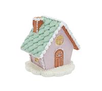 Casetta pan di zenzero decorazione natalizia 12x12x12 poliresina stile fiabesco