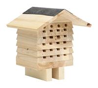 Casetta per Api Solitarie, nido con fori calibrati per api muratrici e tagliafoglie, 22 x 20 x 20 cm, in legno massello di abete, resistente alle intemperie, per giardino e balcone