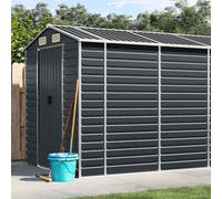 Casetta per attrezzi antracite, 191 x 640 x 198 cm, in acciaio zincato, robusta casetta da giardino in metallo con tetto inclinato e 4 prese d'aria, capanno per attrezzi e legna da ardere,