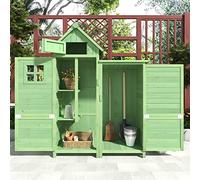 Casetta per attrezzi da giardino, resistente alle intemperie, in legno, tetto in PVC, 1 pezzo, 1 armadietto per attrezzature, 118 x 54 x 173 cm (verde)