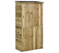 Casetta per attrezzi in legno di pino, 85 x 48 x 177 cm, con 3 ripiani e grande scomparto per attrezzi da giardino, armadio per esterni con cartone catrame impermeabile, resistente alle intemperie