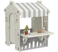 Casetta per Bambini 1-6 Anni da Interno con Porte, Finestre e Bancone da Negozio, Crema