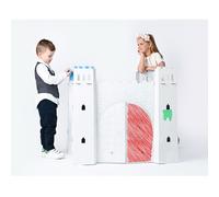 Casetta per Bambini Castello in Carta da Colorare 92x76x86 cm Bianco