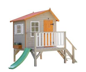 Casetta per bambini in legno esterno con scivolo Super OLI | Colori personalizzabili | 150 x 192 x A230 cm | Casas Green House