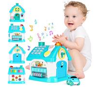 Casetta per bambini musicale multifunzionale l'apprendimento e il gioco Montessori per lo sviluppo delle capacità motorie, giocattolo di Natale e di compleanno per bambine e bambini di 18+ mesi(blu)