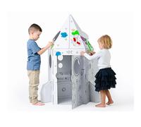 Casetta per Bambini Razzo Spaziale in Carta da Colorare 89x89x129 cm Bianco
