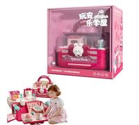 Casetta per bambole di coniglio, 23,1 x 24,9 x 17 cm, con controllo magnetico, giocattoli mobili, una varietà di suoni coinvolgenti, accogliente set da gioco per animali domestici con figure, mobili e