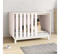 Casetta per Cani Bianca 100x70x72 cm in Legno Massello di Pino