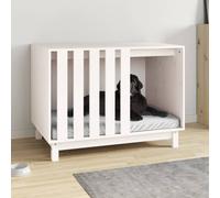 Casetta per Cani Bianca 90x60x67 cm in Legno Massello di Pino