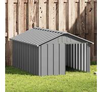 vidaXL Casetta per Cani grigio 116,5x153x81,5 cm Acciaio Zincato