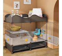 Casetta per Conigli Robusto Gabbia per Conigli da Interno con Copertura a Rete Fitta in Ferro, Recinto per Conigli da Interno Durevole 72 * 37 * 64cm Bianco Nero (Color : Black)