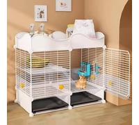 Casetta per Conigli Robusta da Interno - Gabbia con Copertura a Rete Fitta in Ferro, Recinto Durevole 72 * 37 * 64cm Bianco Nero (Color : White)