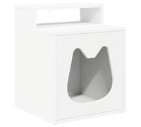 Casetta per gatti bianca in legno, 42,5 x 40 x 53,5 cm, mobile per gatti da interni con design robusto, comoda grotta per soggiorno, ideale come rifugio per dormire e giocare