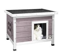 ® Casetta per Gatti in Legno con Finestra in Plexiglas Cuccia da Esterno Casa