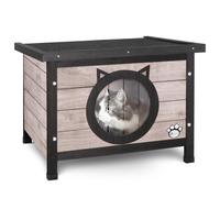 ® Casetta per Gatti in Legno con Porta Design Orecchie di Gatto Cuccia da