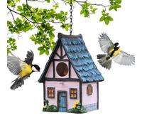Casetta per in in resina, Casetta per in resina in decorativa per | Appendibile per Giardino Esterno Cortile Fuori Fringuelli Azzurri Selvatici Amanti degli Ramo di un Albero Sospes