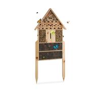 Relaxdays Casetta per insetti XL da terra, nido per api, crisope, coccinelle in legno HxlxP: 79 x 49 x 12 cm, beige