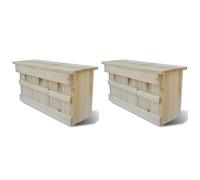 Casetta per moscelli in legno, 44 x 15,5 x 21,5 cm, 2 pezzi, con tre scomparti, resistente alle intemperie, per giardino, balcone, terrazza, come nido naturale e casetta per uccelli, con ganci in