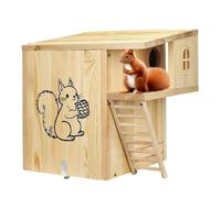 Casetta per scoiattoli, in legno, per esterni | Mangiatoia per scoiattoli per esterni, giardino e montaggio su alberi, giardino, terrazza, balcone