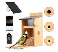 Casetta per uccelli con fotocamera, 5MP HD, per esterni, notifica WiFi 2,4 G e App, osserva la nidificazione e la schiusa, registrazione automatica di video degli uccelli e rilevamento del movimento