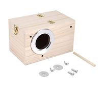 Casetta per uccelli in legno, calda, per incubazione, riproduzione, bordi in metallo, per ingresso e uscita degli uccelli, 12x12x19,5 cm