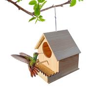 Casetta per uccelli in legno, casetta per uccelli con voliera - focolaio ventilato con asta di appoggio, distributore automatico di nidificazione naturale colibrì pappagalli parrocchetti giardino