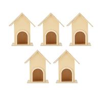 Casetta per uccelli in legno da 5 pezzi, gabbia per mangiatoia per uccelli fai-da-te, decorazione unica per patio da giardino con presa, casette per uccelli in legno naturale non