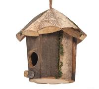 Casetta per uccelli in legno per giardino, 16 x 16 cm, per esterni, con design rustico naturale, robusto riparo per animali selvatici per cortile
