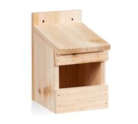Relaxdays, Naturale Casetta Semiaperta, Nido per Uccellini, da Appendere, Legno non Trattato, Finestra, 20x12x15,5 cm
