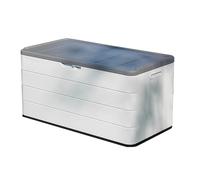 Casetta portautensili verticale in plastica per esterni, design orizzontale, porta con serratura, con maniglia, per terrazzo nel cortile (bianco)