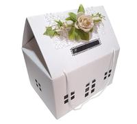 Casetta scatola bomboniera cartone pieghevole harmony bianco c/cordini 33x25x19