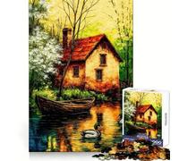 Casetta sul fiume con anatre - Puzzle da 1000 pezzi per ragazzi - Migliora la memoria - Gioco rilassante - Taglio netto - Esposizione artistica (50x75cm)