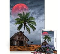 Casetta tropicale sotto una luna di sangue - Puzzle da 1000 pezzi per ragazzi - Sviluppo della destrezza mentale - Divertimento tranquillo - Taglio di alta qualità - Regalo per le vacanze (38x26cm)