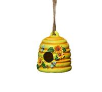 Casette per da Esterno per rondini ad alveare appendibile con foro | per in Resina Resistente alle Intemperie, Design Ape e Girasole Dipinto a Mano Per Esterno