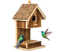 Casette per uccelli da appendere all'esterno, mangiatoia per colibrì, cardinali, scriccioli, uccelli selvatici, piccola casetta per uccelli in legno naturale per cottage di campagna, fattoria,