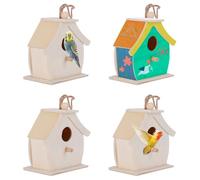 Casette per Uccelli In Legno, 4 Pezzi Mini Nidi di Uccelli da Appendere Ornamenti Fai Da Te Casetta per Uccelli in Legno Non Finito Giardino Esterno Balcone Cortile per Bambini da Dipingere