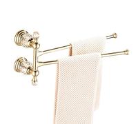 CASEWIND Portasalviette oro, portasciugamani rotante in cristallo, portasalviette a parete a due bracci con foratura per bagno