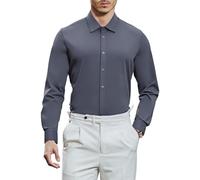 Casey Kevin Camicia da Uomo a Maniche Lunghe Camicia da Lavoro Elegante Causale Non Stirata vestibilità Regolare