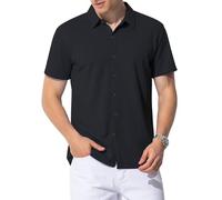 Casey Kevin Camicia Uomo Maniche Corta Camicie Casual Estiva con Collo Botton-downa Polo in Tinta Unita Regular Fit